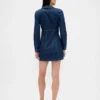 Denim mini-jurk met plooien