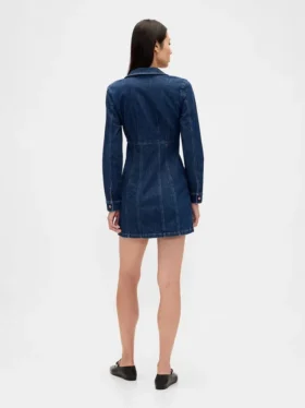 Denim mini-jurk met plooien