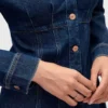 Denim mini-jurk met plooien