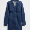 Denim mini-jurk met plooien