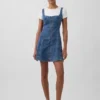 Denim mini-jurk met ritssluiting aan de voorkant