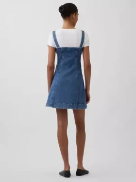 Denim mini-jurk met ritssluiting aan de voorkant