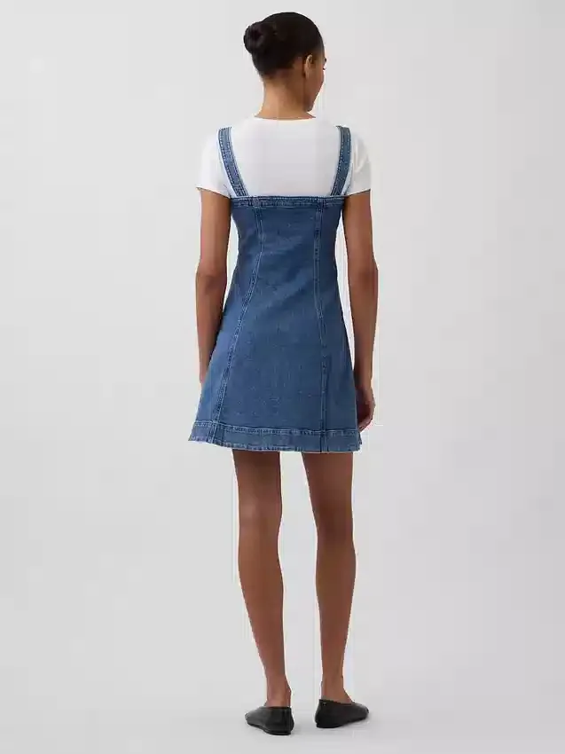Denim mini-jurk met ritssluiting aan de voorkant