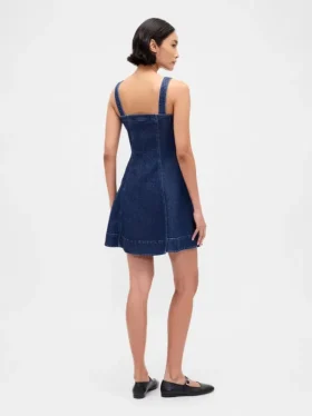 Denim mini-jurk met ritssluiting aan de voorkant