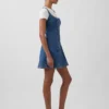 Denim mini-jurk met ritssluiting aan de voorkant