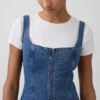 Denim mini-jurk met ritssluiting aan de voorkant