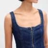 Denim mini-jurk met ritssluiting aan de voorkant