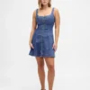 Denim mini-jurk met ritssluiting aan de voorkant