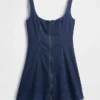 Denim mini-jurk met ritssluiting aan de voorkant