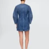 Denim mini-jurk met tonvormige mouwen