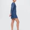 Denim mini-jurk met tonvormige mouwen