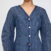 Denim mini-jurk met tonvormige mouwen