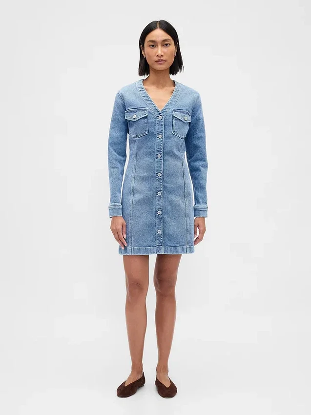 Denim mini-jurk met zakken