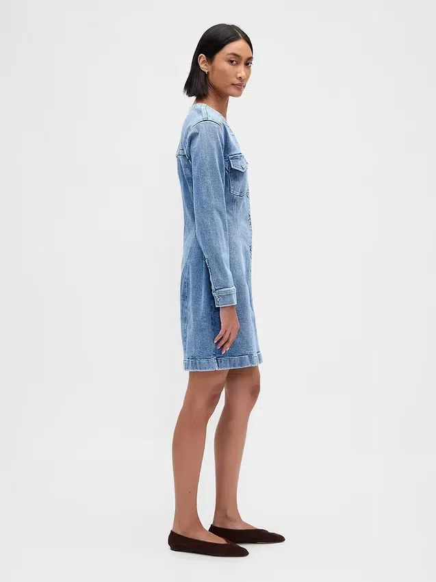 Denim mini-jurk met zakken