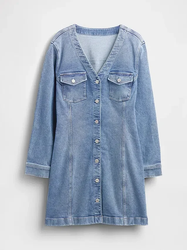 Denim mini-jurk met zakken