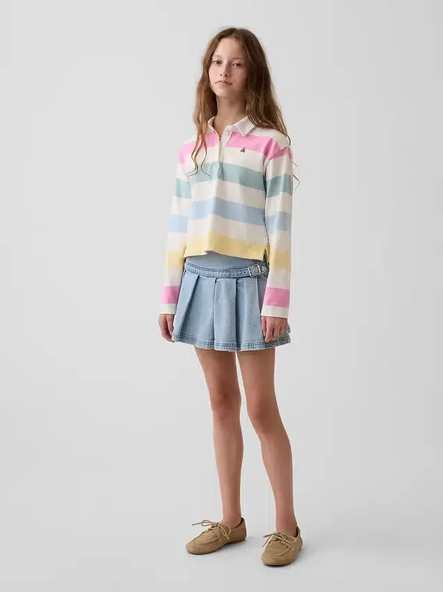 Denim mini-plooirok voor kinderen