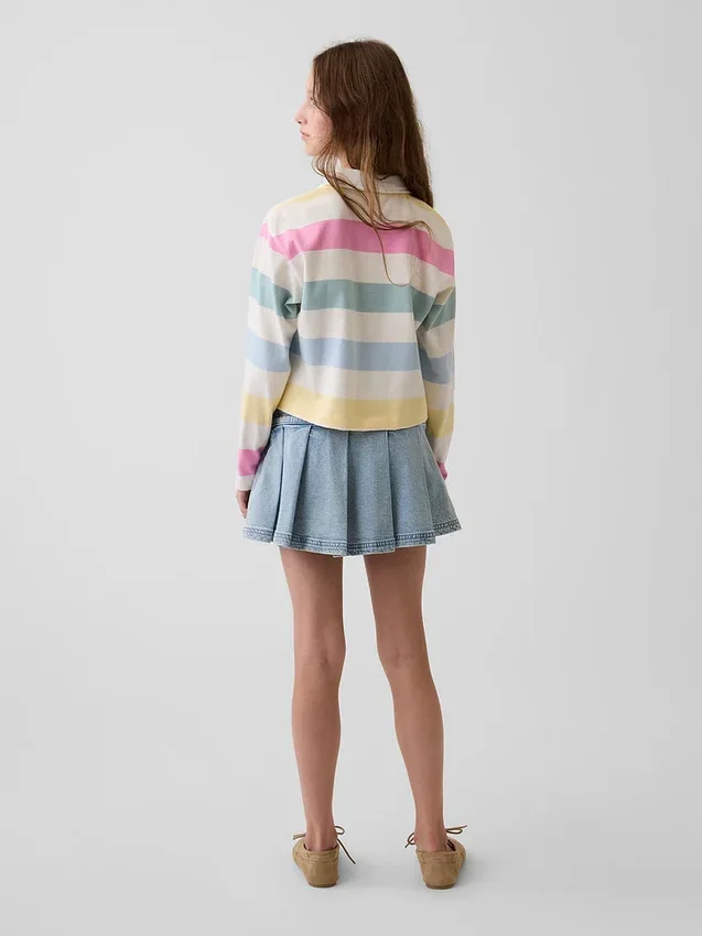 Denim mini-plooirok voor kinderen