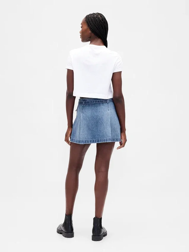 Denim minirok met riemen
