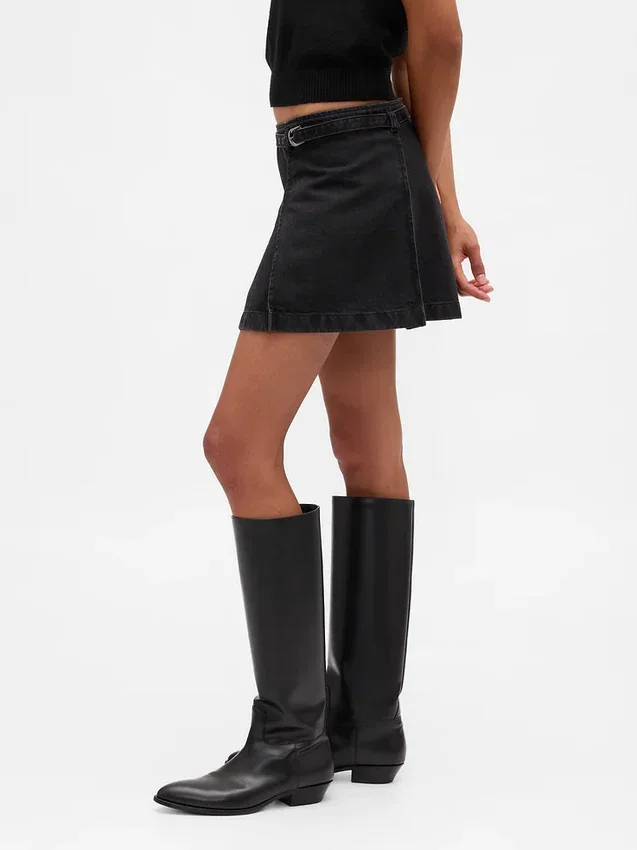 Denim minirok met riemen