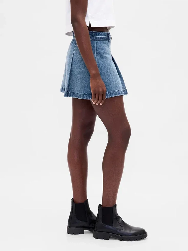 Denim minirok met riemen