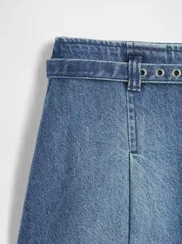 Denim minirok met riemen