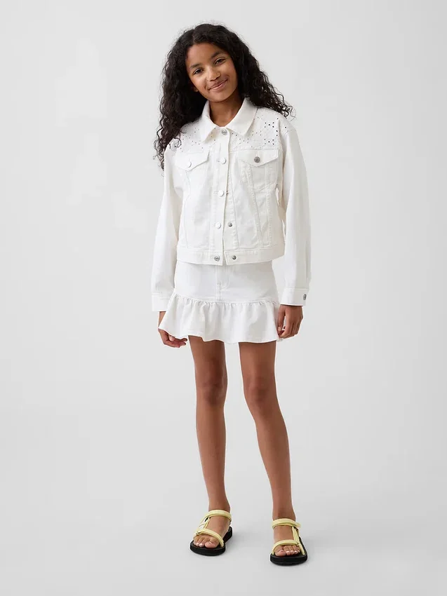 Denim minirok met ruches voor kinderen