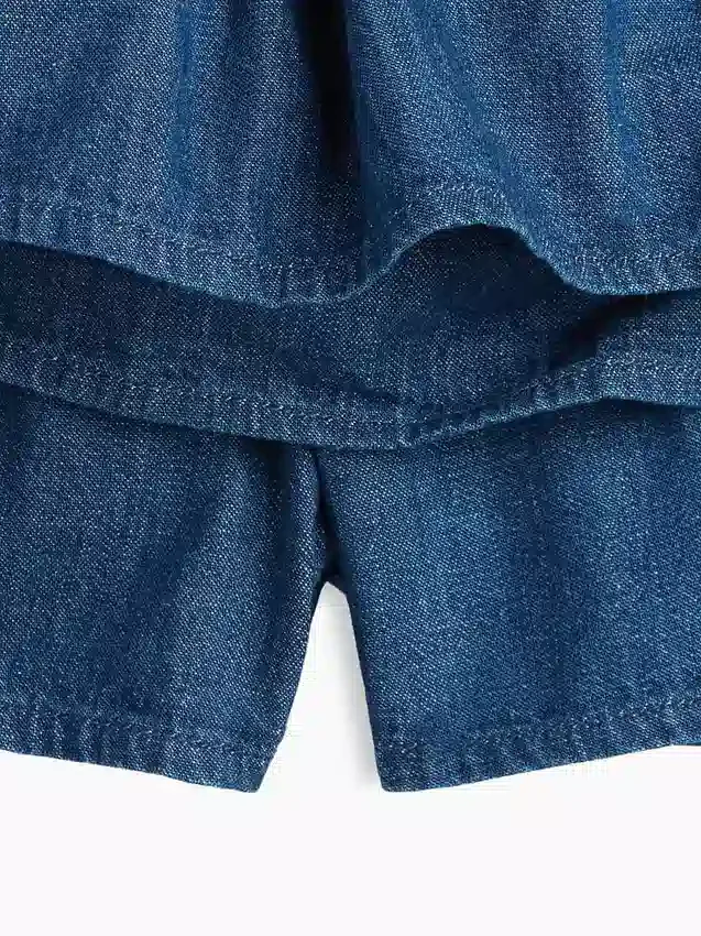 Denim miniskort met smockwerk voor kinderen