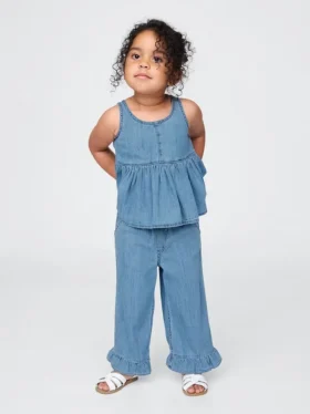 Denim-outfitset met ruches voor Baby & Peuter
