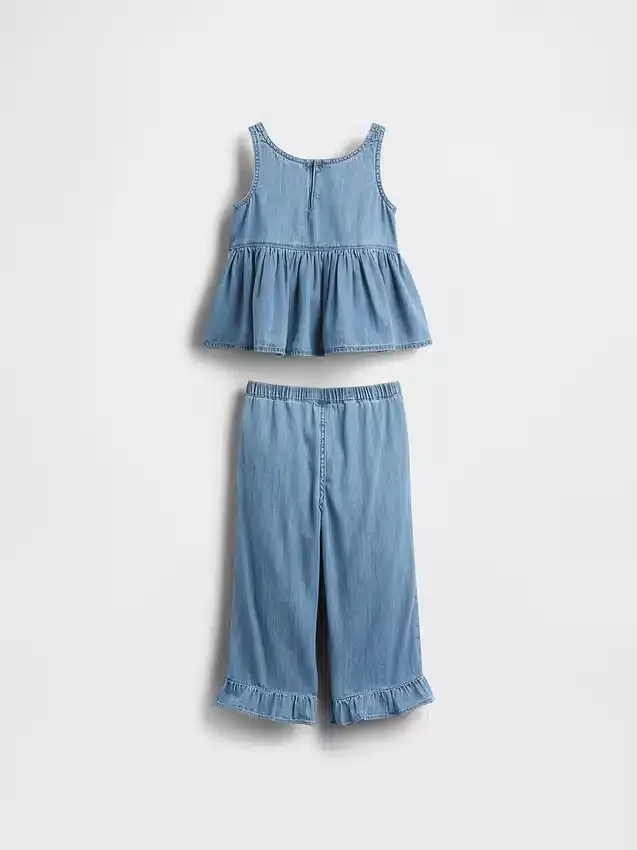 Denim-outfitset met ruches voor Baby & Peuter