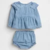 Denim-outfitset met ruches voor baby’s
