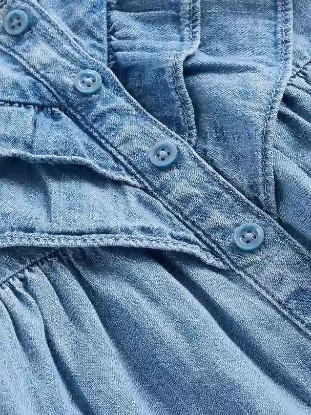 Denim-outfitset met ruches voor baby’s