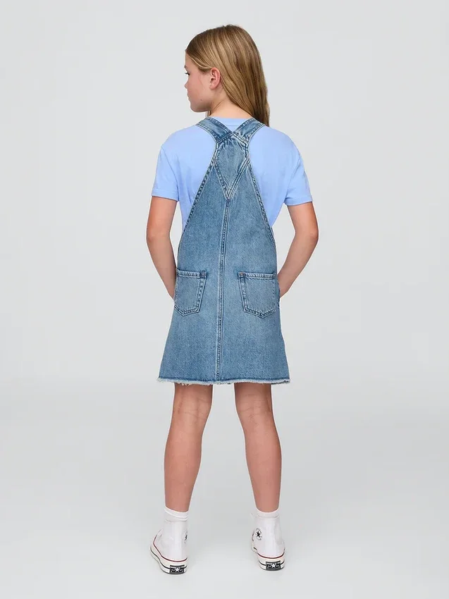 Denim overgooierjurk voor kinderen