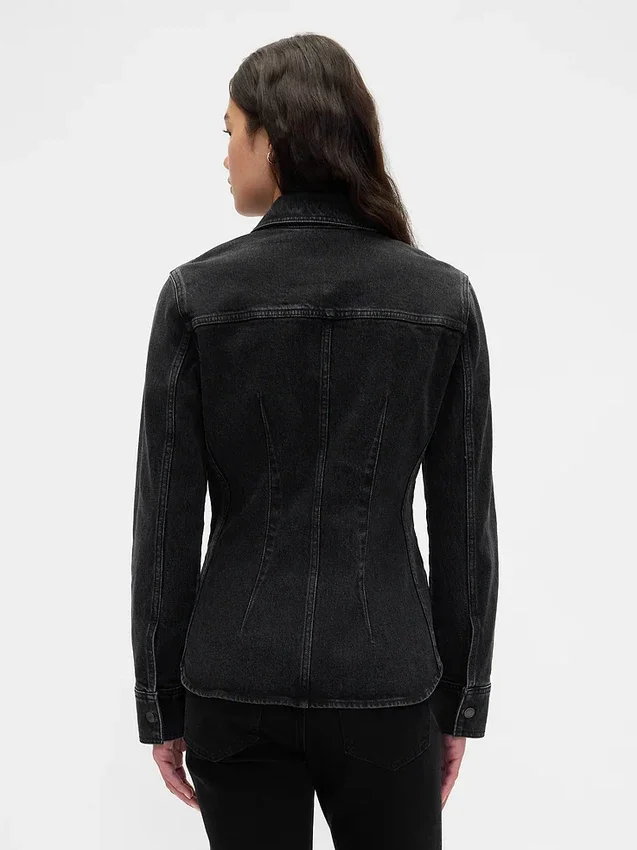 Denim overhemd met getailleerde naden