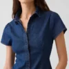 Denim overhemd met kapmouwtjes