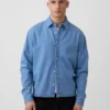 Denim overhemd met rechte zoom en relaxte pasvorm