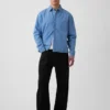 Denim overhemd met rechte zoom en relaxte pasvorm