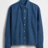 Denim overhemd met rechte zoom en relaxte pasvorm