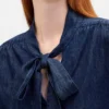 Denim overhemd met strik