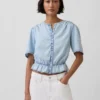 Denim peplum crop-top