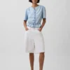 Denim peplum crop-top