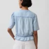 Denim peplum crop-top