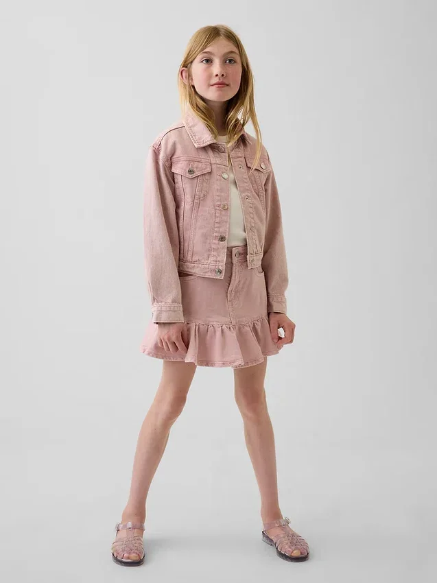 Denim rok met ruches voor kinderen