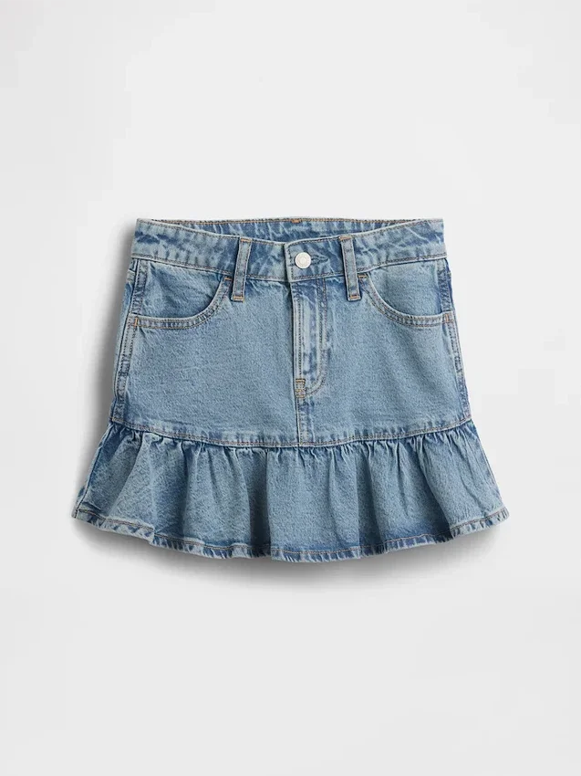 Denim rok met ruches voor kinderen