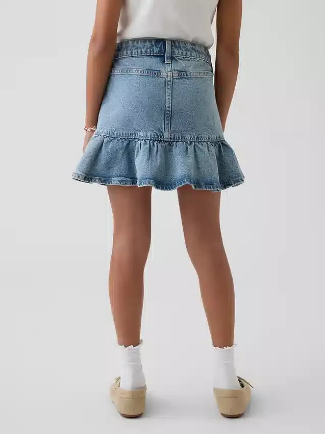 Denim rok met ruches voor kinderen