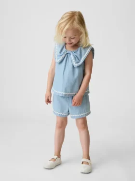 Denim-set met strik voor Baby & Peuter