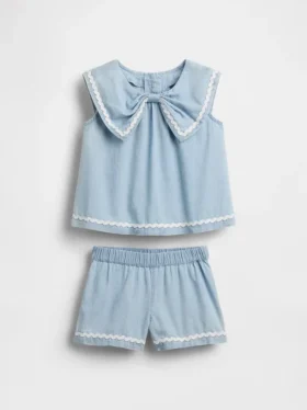 Denim-set met strik voor Baby & Peuter