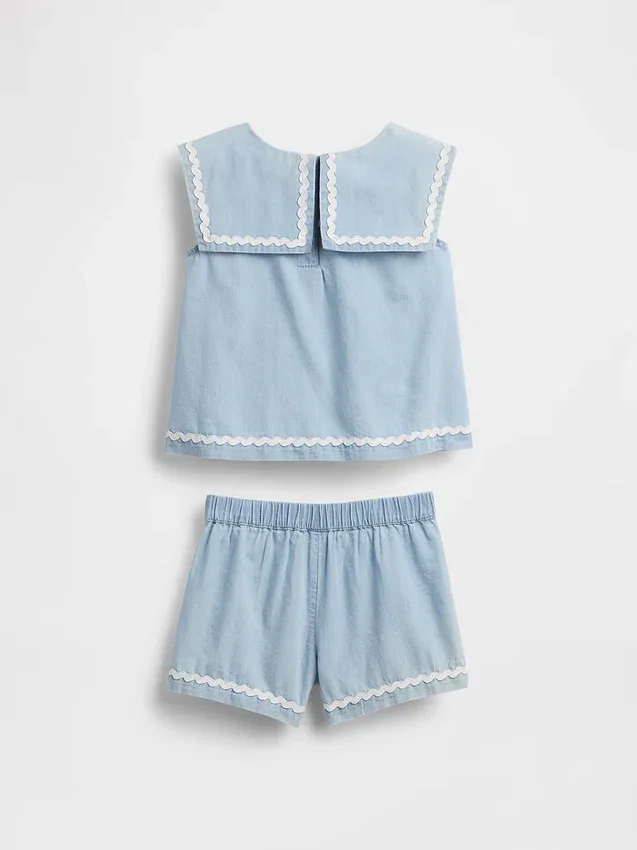 Denim-set met strik voor Baby & Peuter