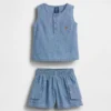 Denim-setje met zakjes voor baby’s