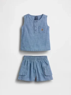 Denim-setje met zakjes voor baby’s