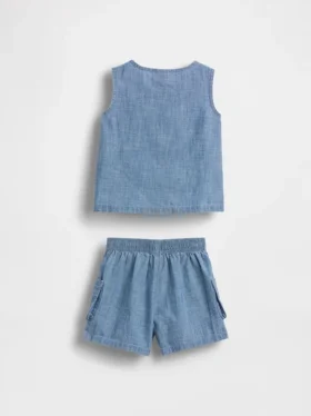 Denim-setje met zakjes voor baby’s